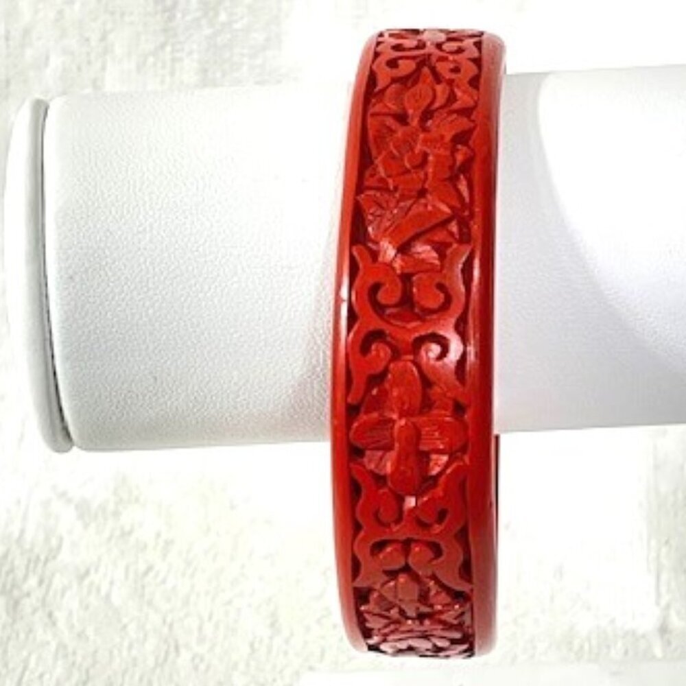 Chinese cinnabar bangle bracelet.
